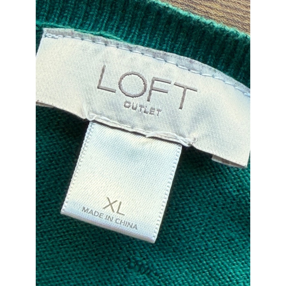 LOFT Outlet XL Green Swiss Dot Cotton Cardigan Button Front Sweater - Picture 4 of 17